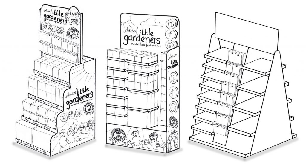 Point of sale design for Little Gardeners horticulture range - The Finishing Post Design & Marketing Consultants, creative agency Suffolk.