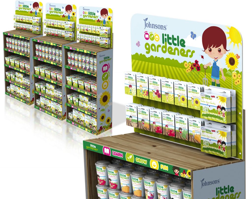 Johnsons Little Gardeners point of sale design for retail display