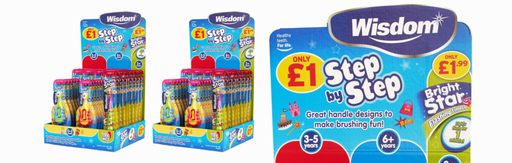 Wisdom Toothbrushes point of sale design – design agency Cambridge