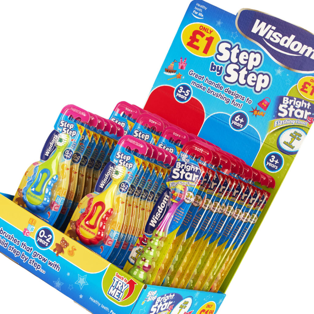 Wisdom Toothbrushes Step by Step & Bright Star point of sale design
