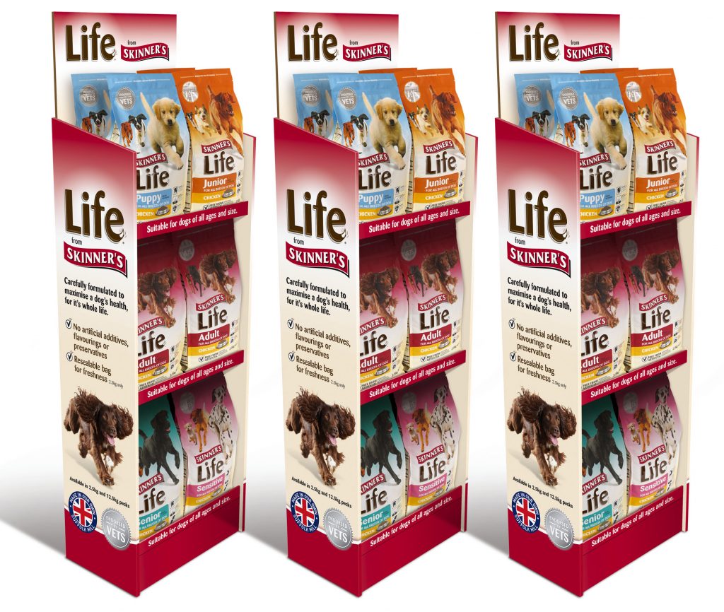 Skinners Dog food point of sale design - in-store FSDU