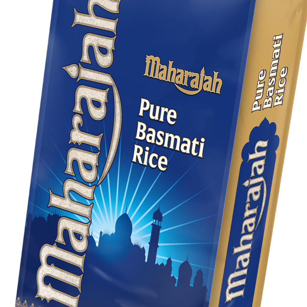 Westmill Maharajah rice packaging design