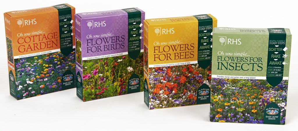 Mr Fothergill’s RHS flower seed mixes packaging design