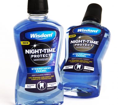 Wisdom Night-Time Protect mouthwash packaging design
