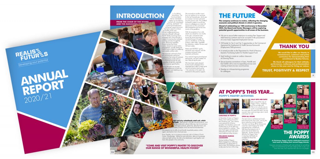 Realise Futures Annual Report brochure design