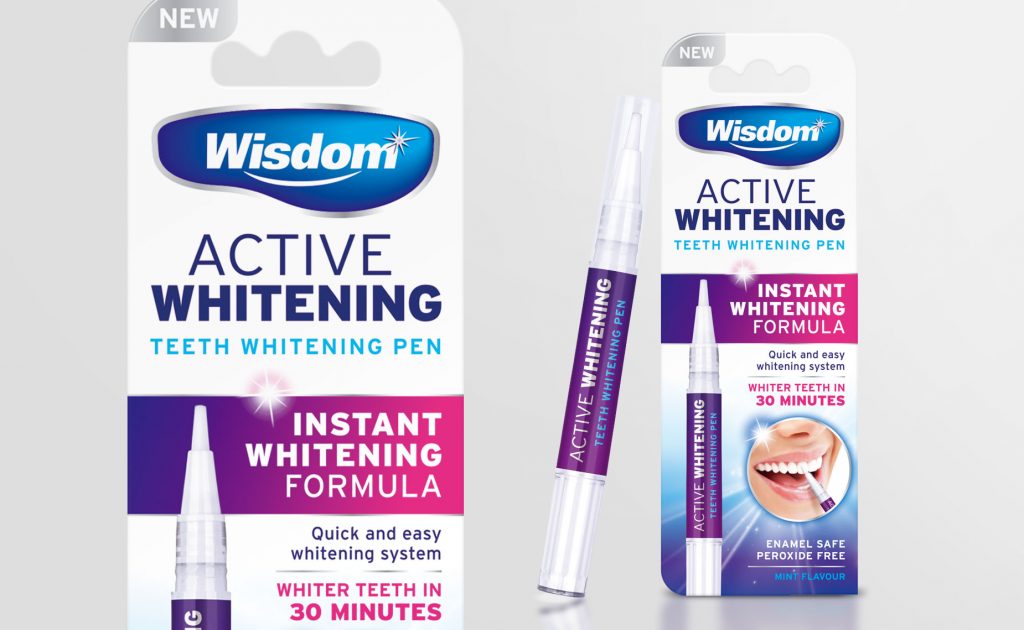 Wisdom Toothbrushes Active Whitening packaging design