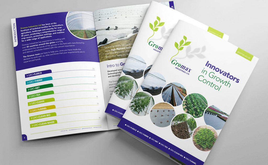 Gromax brochure design for horticulture and agriculture