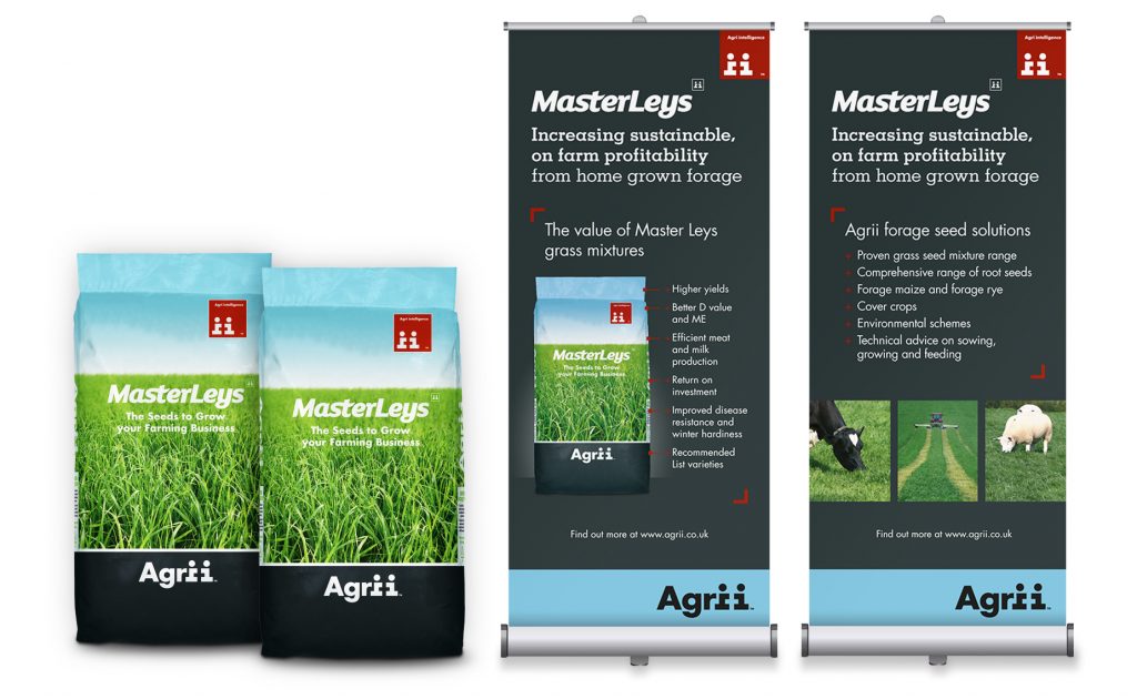 Agrii Master Leys packaging design and exhibition banners