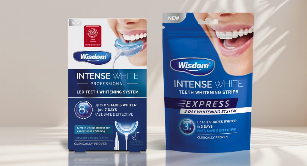 Wisdom Toothbrushes Intense White range extensions packaging design