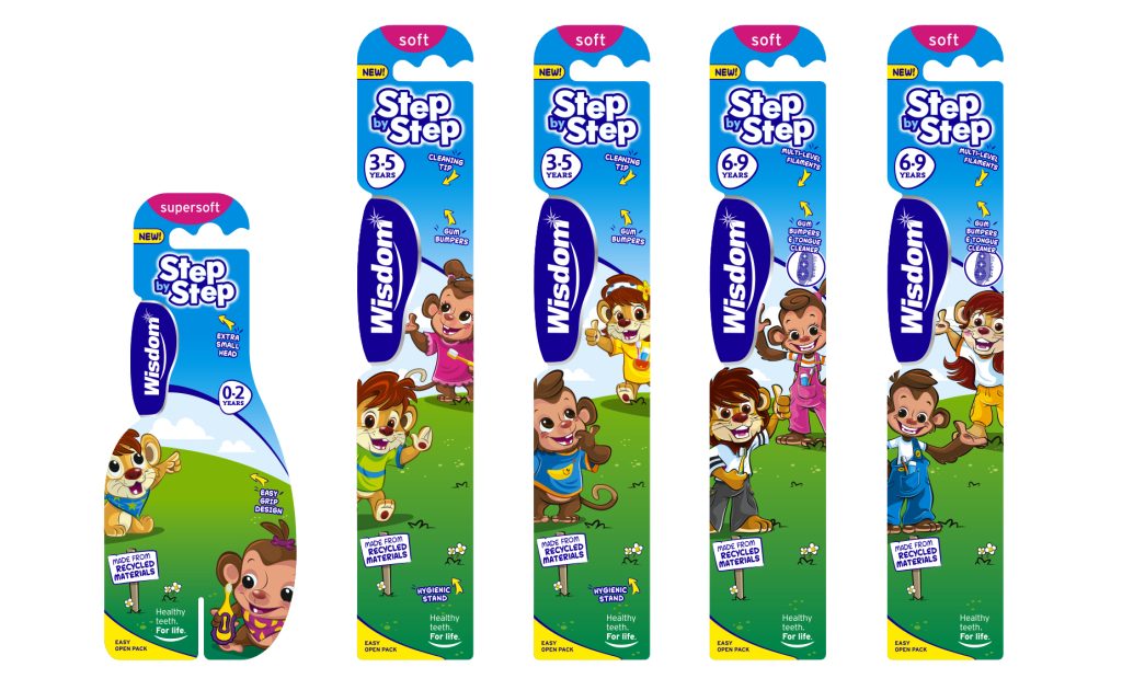 Wisdom Toothbrushes Step By Step Children’s Toothbrush Packaging Design