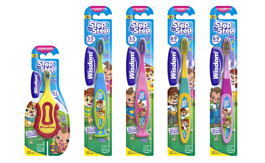 Wisdom Toothbrushes Step By Step Children’s Toothbrush Packaging Design